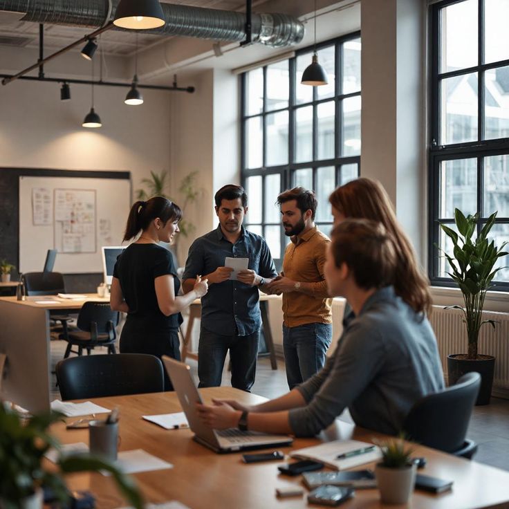 Colleagues gathered around a table during a workplace wellbeing planning workshop